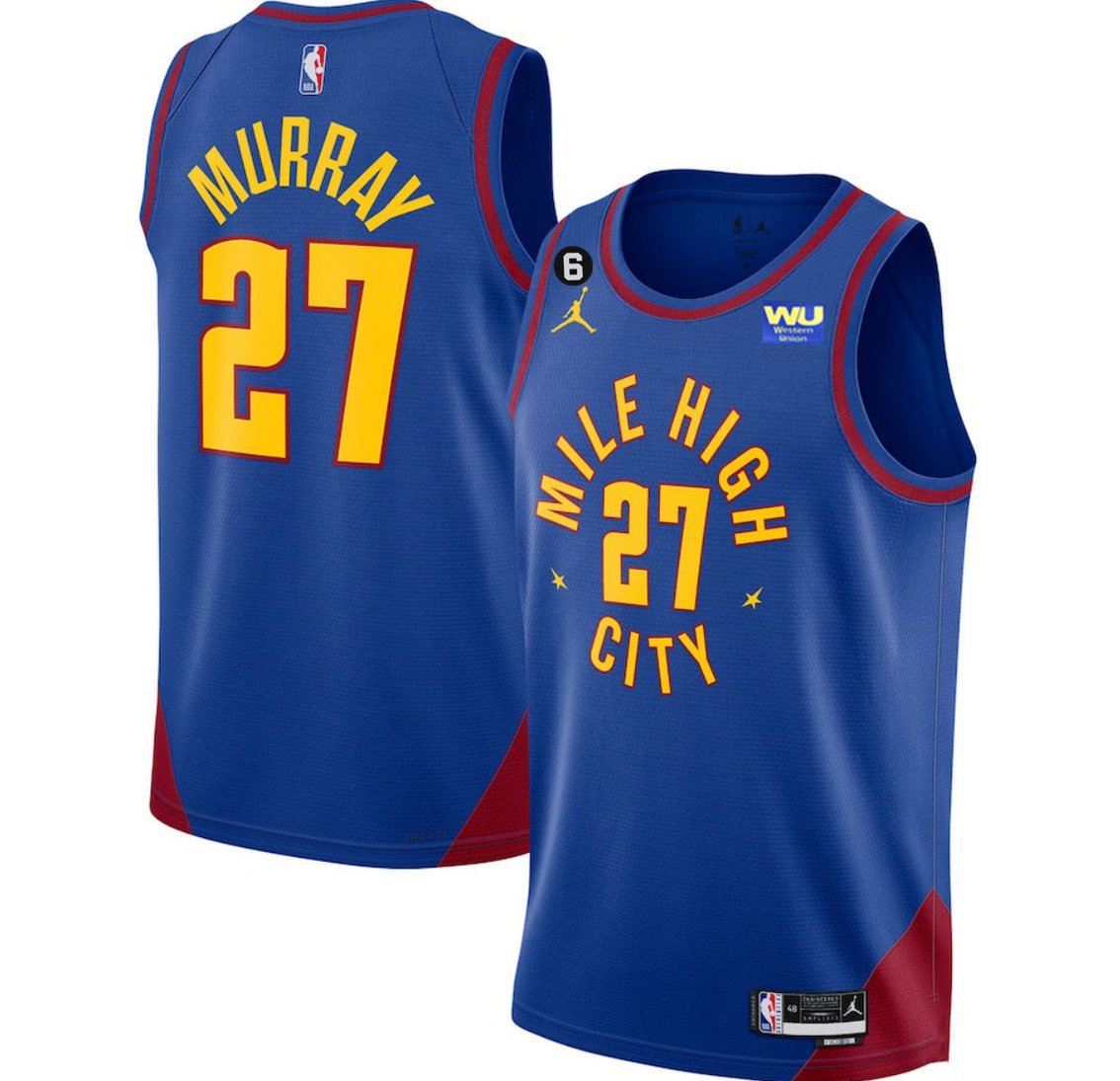 Men's Denver Nuggets #27 Jamal Murray Blue 202223 Statement Edition With NO.6 Patch Stitched Jersey