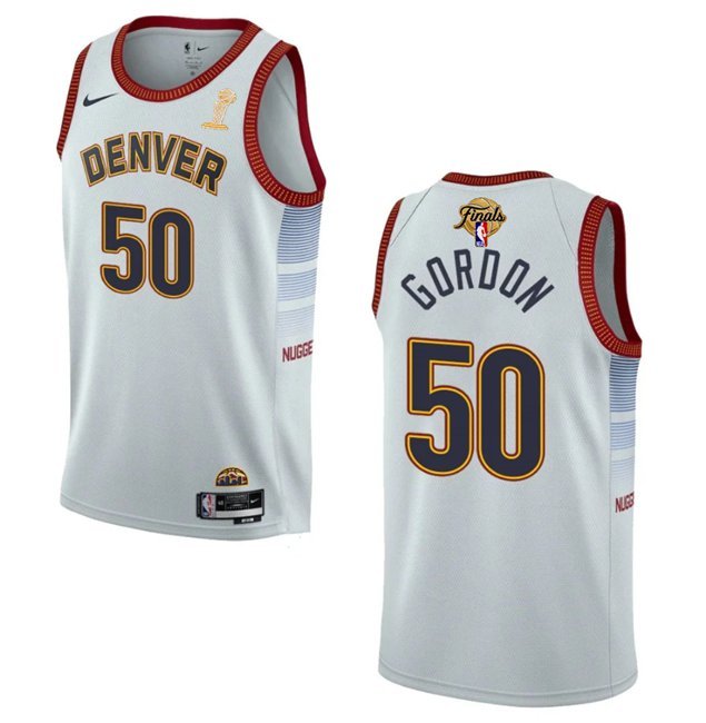 Men's Denver Nuggets #50 Aaron Gordon White 2023 Finals Champions Icon Edition Stitched Jersey