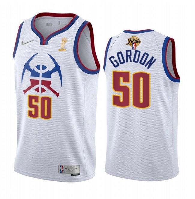 Men's Denver Nuggets #50 Aaron Gordon White 2023 Finals Earned Edition Stitched Jersey