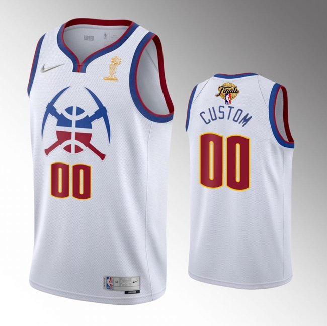 Men's Denver Nuggets Active Player Custom White 2023 Finals Earned Edition Stitched Jersey