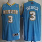 Men's Denver Nuggets Allen Iverson Blue Throwback Basketball Jersey Embroidered