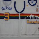 Men's Denver Nuggets Allen Iverson White Throwback Basketball Jersey Embroidered