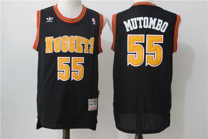 Men's Denver Nuggets Dikembe Mutombo Black Throwback Basketball Jersey Embroidered
