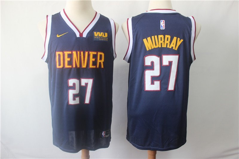 Men's Denver Nuggets Jamal Murray Navy Basketball Jersey Embroidered
