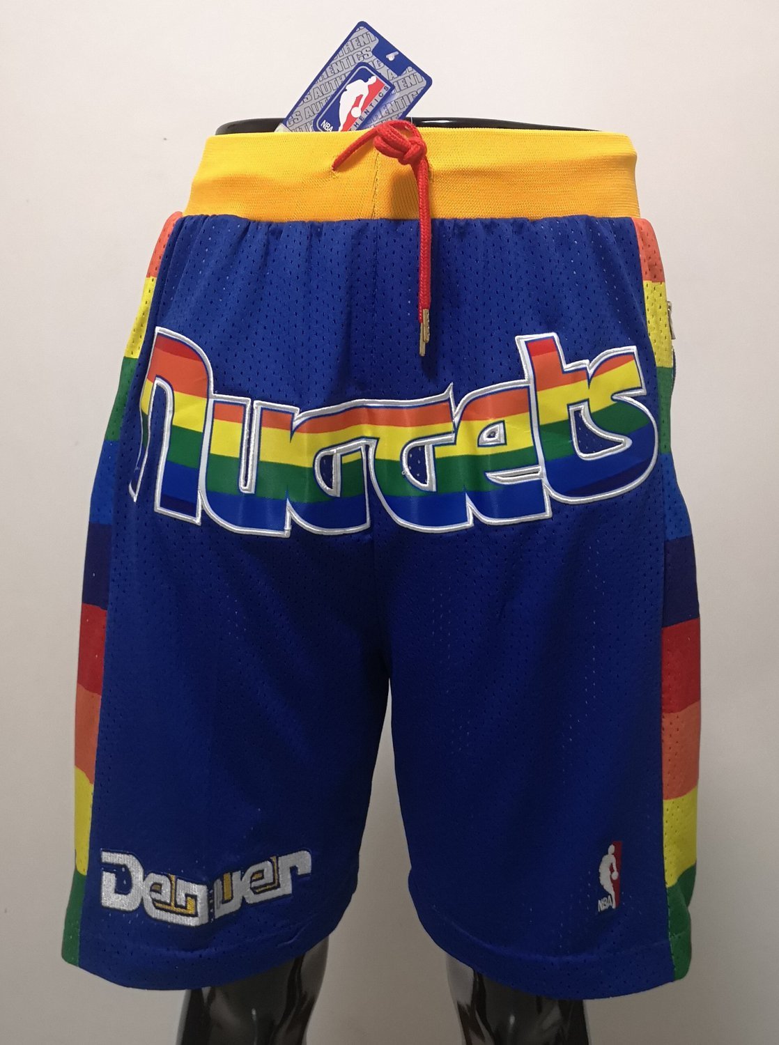 Men's Denver Nuggets Just Don Blue Throwback Basketball Shorts Stitched