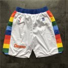 Men's Denver Nuggets White Throwback Basketball Shorts Stitched