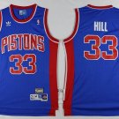 Men's Detroit Pistons Grant Hill Blue Throwback Basketball Jersey Embroidered
