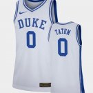 Men's Duke Blue Devils #0 Jayson Tatum White Stitched Basketball Jersey