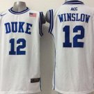 Men's Duke Blue Devils #12 Justise Winslow 2015 White Round Collar Jersey
