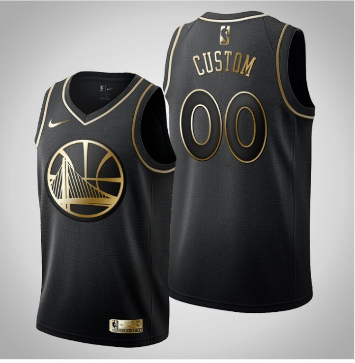 Men's Golden State Warriors #00 Custom Black Golden Edition Jersey
