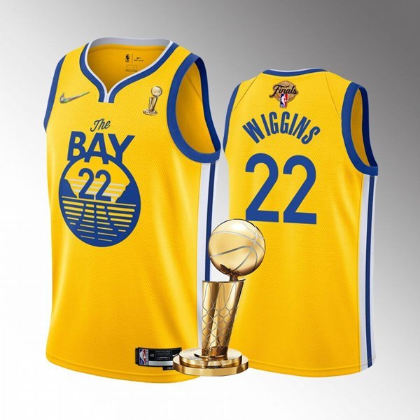 Men's Golden State Warriors #22 Andrew Wiggins Gold 2022 Finals Champions Stitched Jersey