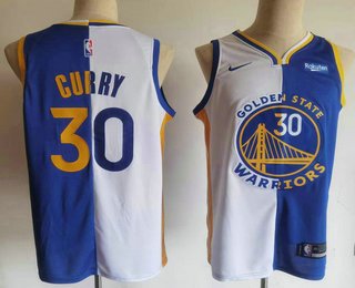 Men's Golden State Warriors #30 Stephen Curry White Blue Two Tone Stitched Swingman Jersey