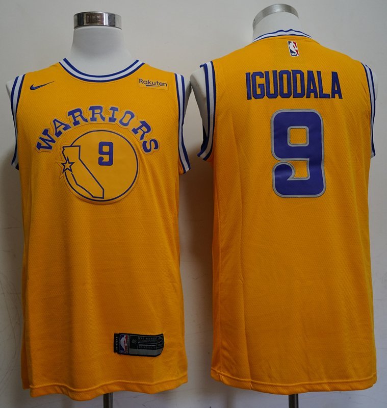 Men's Golden State Warriors Andre Iguodala Yellow Basketball Jersey Embroidered