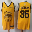 Men's Golden State Warriors Kevin Durant Basketball Jersey Yellow Earned Edition Embroidered