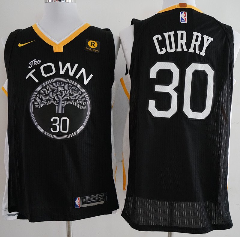 Men's Golden State Warriors Stephen Curry Black Basketball Jersey Embroidered