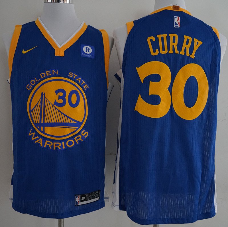 Men's Golden State Warriors Stephen Curry Blue Basketball Jersey Embroidered