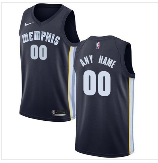 Men's Grizzlies Personalized Custom Navy Blue Icon Edition Jersey