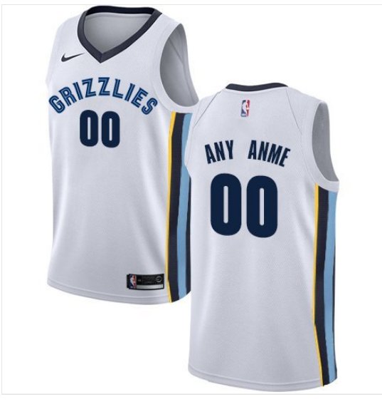 Men's Grizzlies Personalized Custom White Association Edition jersey