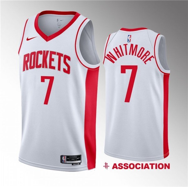 Men's Houston Rockets #7 Cam Whitmore White 2023 Draft Association Edition Stitched Jersey