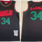 Men's Houston Rockets #34 Hakeem Olajuwon Black 1993-94 Throwback Stitched Jersey