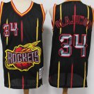 Men's Houston Rockets #34 Hakeem Olajuwon Black Hardwood Classics Stitched Jersey