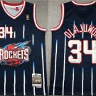 Men's Houston Rockets #34 Hakeem Olajuwon Navy 1996-97 Mitchell & Ness Hardwood Stitched Jersey