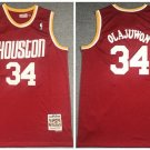 Men's Houston Rockets #34 Hakeem Olajuwon Red Throwback Stitched Jersey