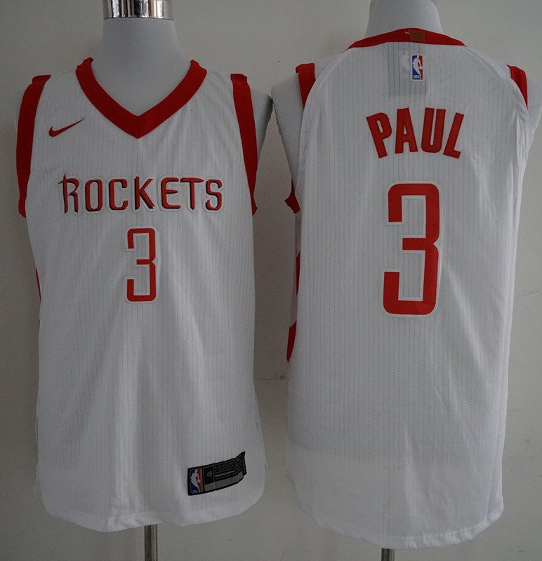 Men's Houston Rockets Chris Paul White Basketball Jersey Embroidered