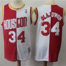 Men's Houston Rockets Hakeem Olajuwon Throwback Basketball Jersey Red White Split Embroidered