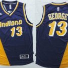 Men's Indiana Pacers #13 Paul George Navy BlueYellow Throwback Stitched Jersey