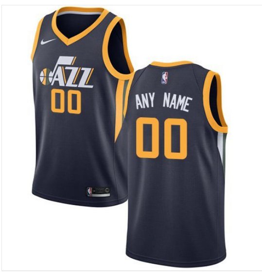 Men's Jazz Personalized Custom Navy Blue Icon Edition Jersey