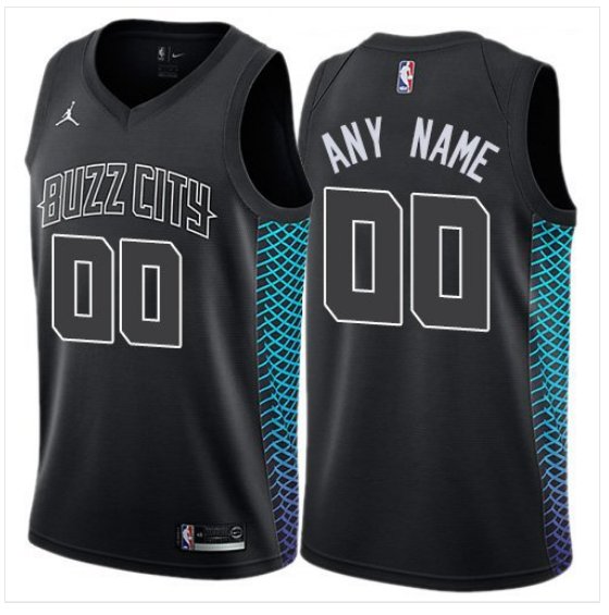Men's Jordan Hornets Personalized Custom Black City Edition Jersey 1