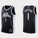 Men's Los Angeles Clippers #1 Reggie Jackson Black City Edition Stitched Basketball Jersey