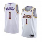 Men's Los Angeles Lakers #1 D’Angelo Russell 2022-23 White With NO.6 Patch Stitched Jersey