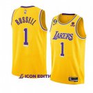 Men's Los Angeles Lakers #1 D'Angelo Russell Yellow Icon Edition With NO.6 Patch Stitched Jersey