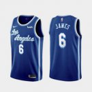 Men's Los Angeles Lakers #6 LeBron James Blue 2021 Swingman Stitched Jersey With Sponsor Logo