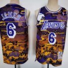 Men's Los Angeles Lakers #6 LeBron James Purple Throwback basketball Jersey