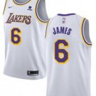 Men's Los Angeles Lakers #6 LeBron James White Stitched Basketball Jersey