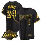 Men's Los Angeles Lakers #8 #24 Kobe Bryant Black Cool Base With Patch Stitched Baseball Jersey