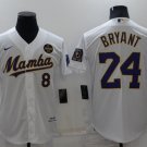 Men's Los Angeles Lakers #8 #24 Kobe Bryant Mamba White Stitched Baseball Jersey