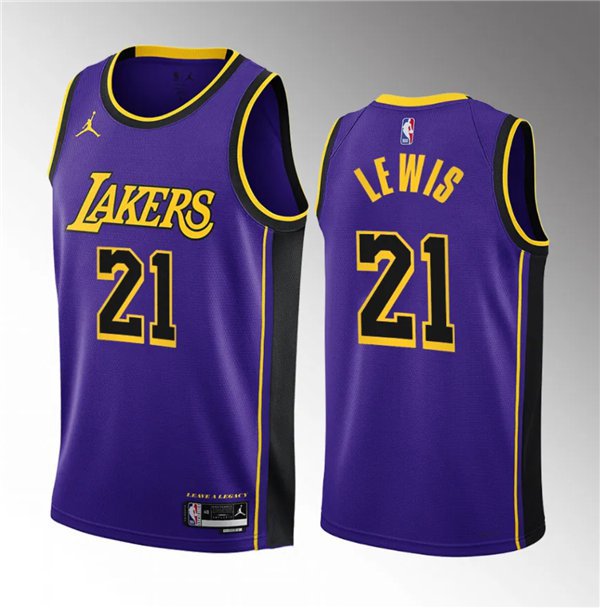 Men's Los Angeles Lakers #21 Maxwell Lewis Purple 2023 Draft Statement Edition Stitched Jersey