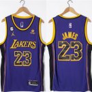 Men's Los Angeles Lakers #23 LeBron James Purple With NO.6 Patch Stitched Basketball Jersey