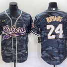 Men's Los Angeles Lakers #24 Kobe Bryant Gray Camo Cool Base With Patch Stitched Baseball Jersey