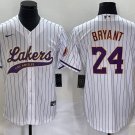 Men's Los Angeles Lakers #24 Kobe Bryant White Cool Base With Patch Stitched Baseball Jersey