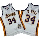 Men's Los Angeles Lakers #34 Shaquille O'Neal White 2003-04 Throwback basketball Jersey