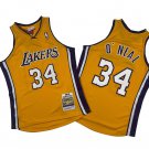 Men's Los Angeles Lakers #34 Shaquille O'Neal Yellow 1999-00 Throwback basketball Jersey