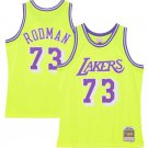 Men's Los Angeles Lakers #73 Dennis Rodman Mitchell Yellow Hardwood 199899 Tropical Swingman Jersey