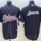 Men's Los Angeles Lakers Black Big Logo Stitched Baseball Jersey