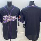 Men's Los Angeles Lakers Blank Black Stitched Baseball Jersey