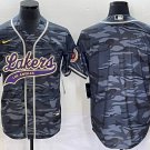 Men's Los Angeles Lakers Blank Grey Cool Base With Patch Stitched Baseball Jersey